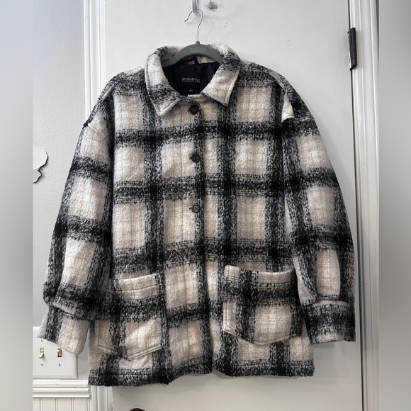 Ambiance Outerwear Plaid Button Up Jacket Wool Blend Women’s Size Large - Picture 2 of 13